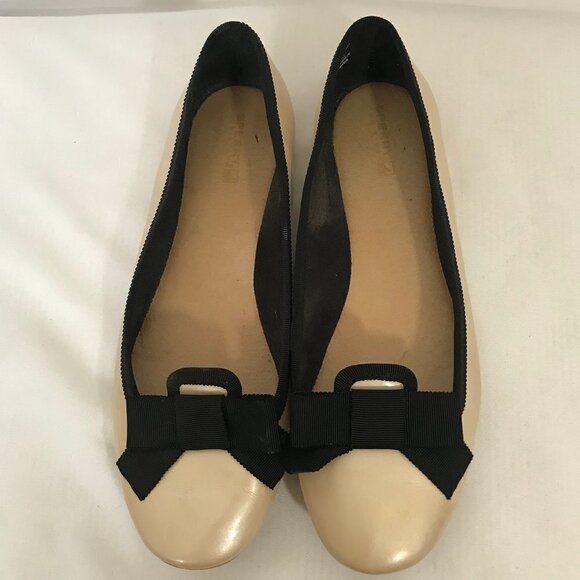 Sperry Patten Leather Pearl & Black Ribbon Flats - Picture 1 of 10